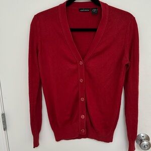 Red cardigan